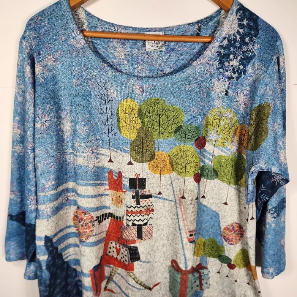 Et Lois Woman's Holiday Top 3/4 Sleeves Size Large